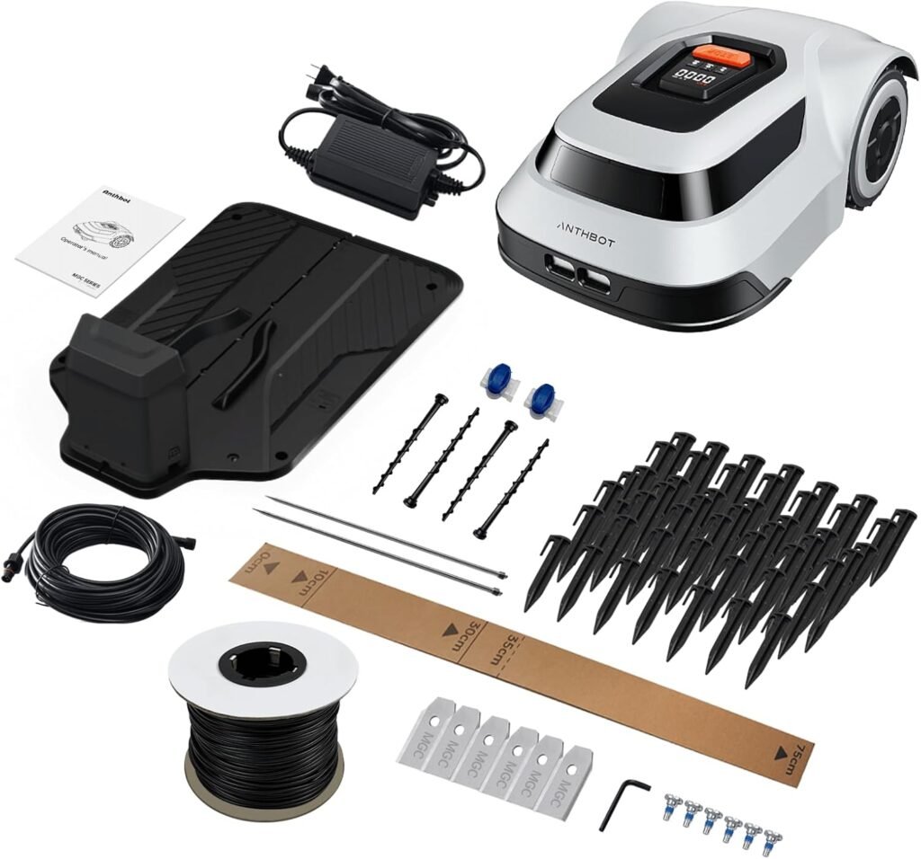 ANTHBOT Robot Lawn Mower with Max 180m Stable Boundary Wire - Recommended 550㎡, Max 900㎡, 300% Higher Efficiency of Grid-Shaped Mowing Path, Automatic Robotic Lawn Mower with Auto Mapping  Recharge