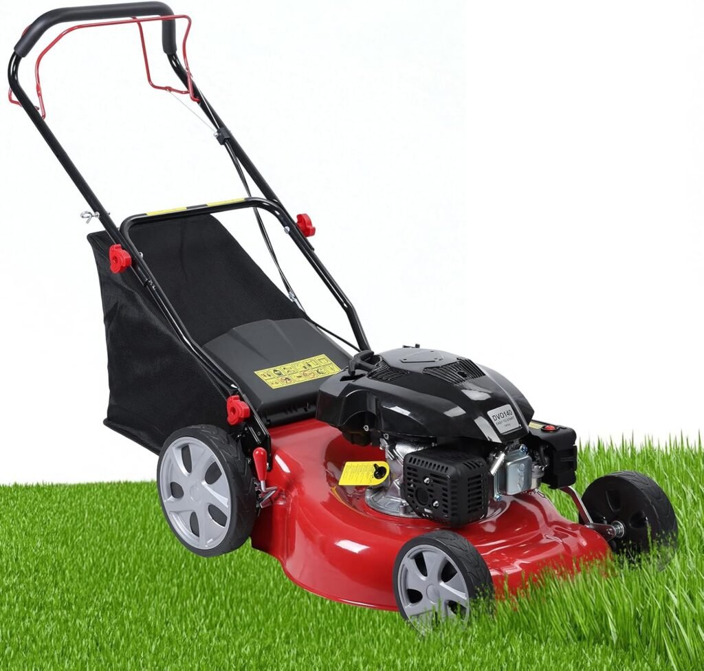 Gas Lawn Mower Self Propelled,141cc OHV Engine with Air Cooling, 20 Steel Deck, 3-in-1 Cutting System, 8-Level Height Adjustment, 20L Grass Catcher, Foldable Design Red (US Fast Arrival)