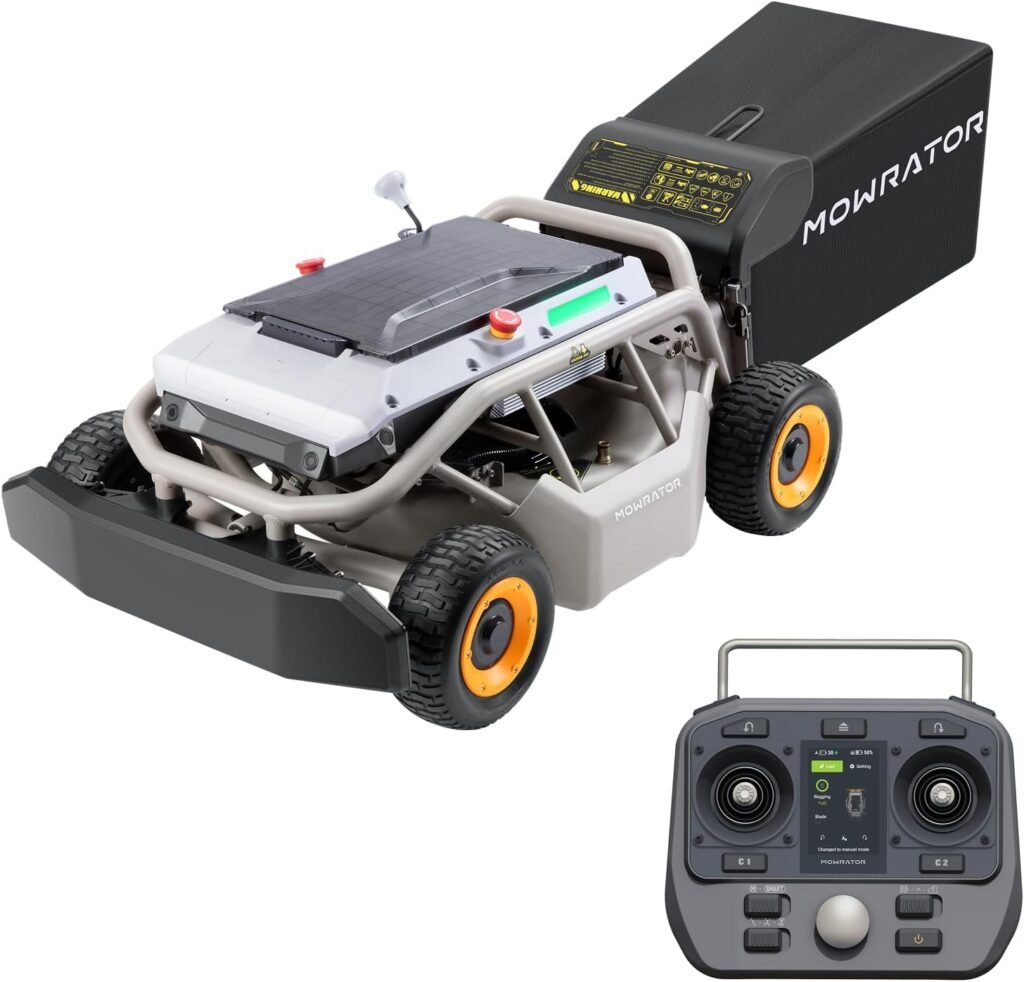 Mowrator Remote Control Lawn Mower S1 4WD 56V12Ah, Multi-Functions RC Lawn Mower with 1.5-4.3 Inch Cutting Height 21 Inch Cutting Width for 75% Slope(37°) for Mowing 0.75 Acres