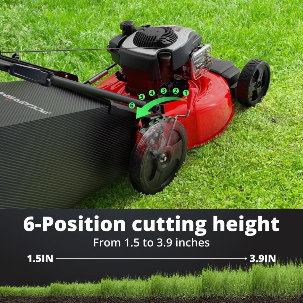 PowerSmart 21 BS Engine 140cc Self-Propelled Lawn Mower – Durable Steel Deck, 6-Height Adjustments, 3-in-1 Mulching Versatility