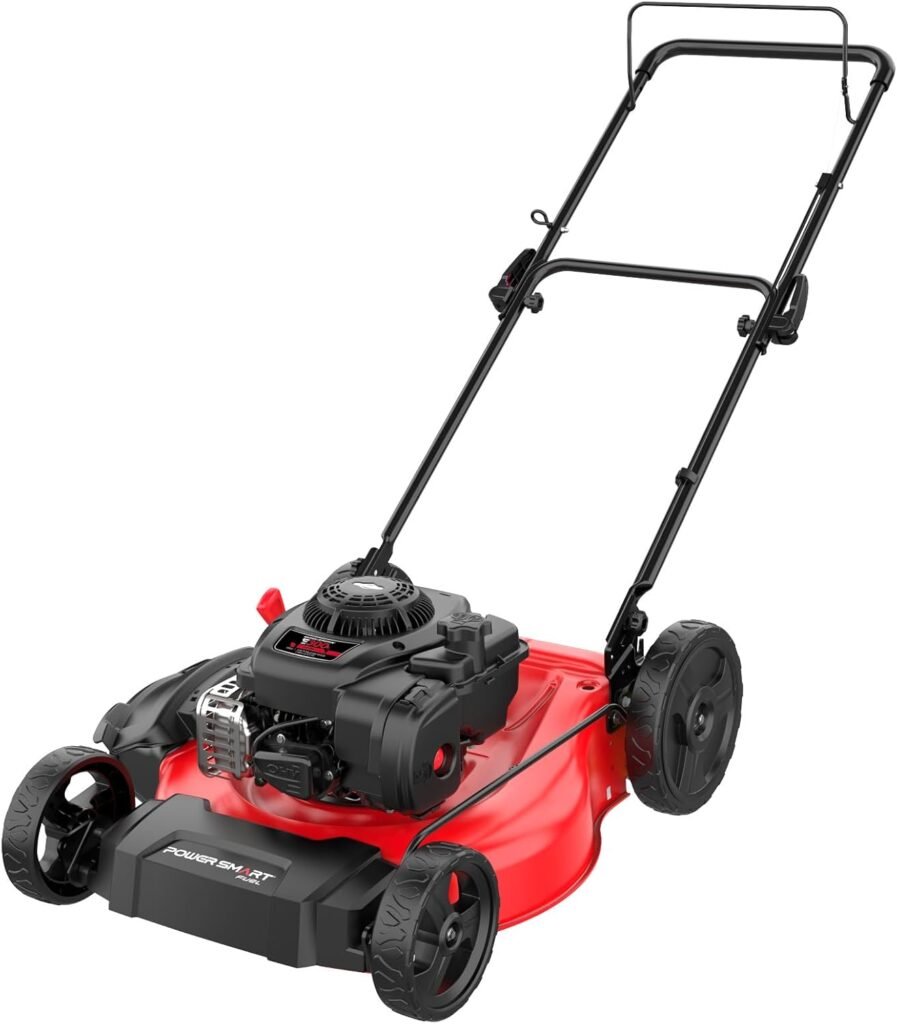 PowerSmart 21 in. Gas Lawn Mower with 144cc OHV Engine, 2-in-1 Push Mower with Mulching  Side-Discharge