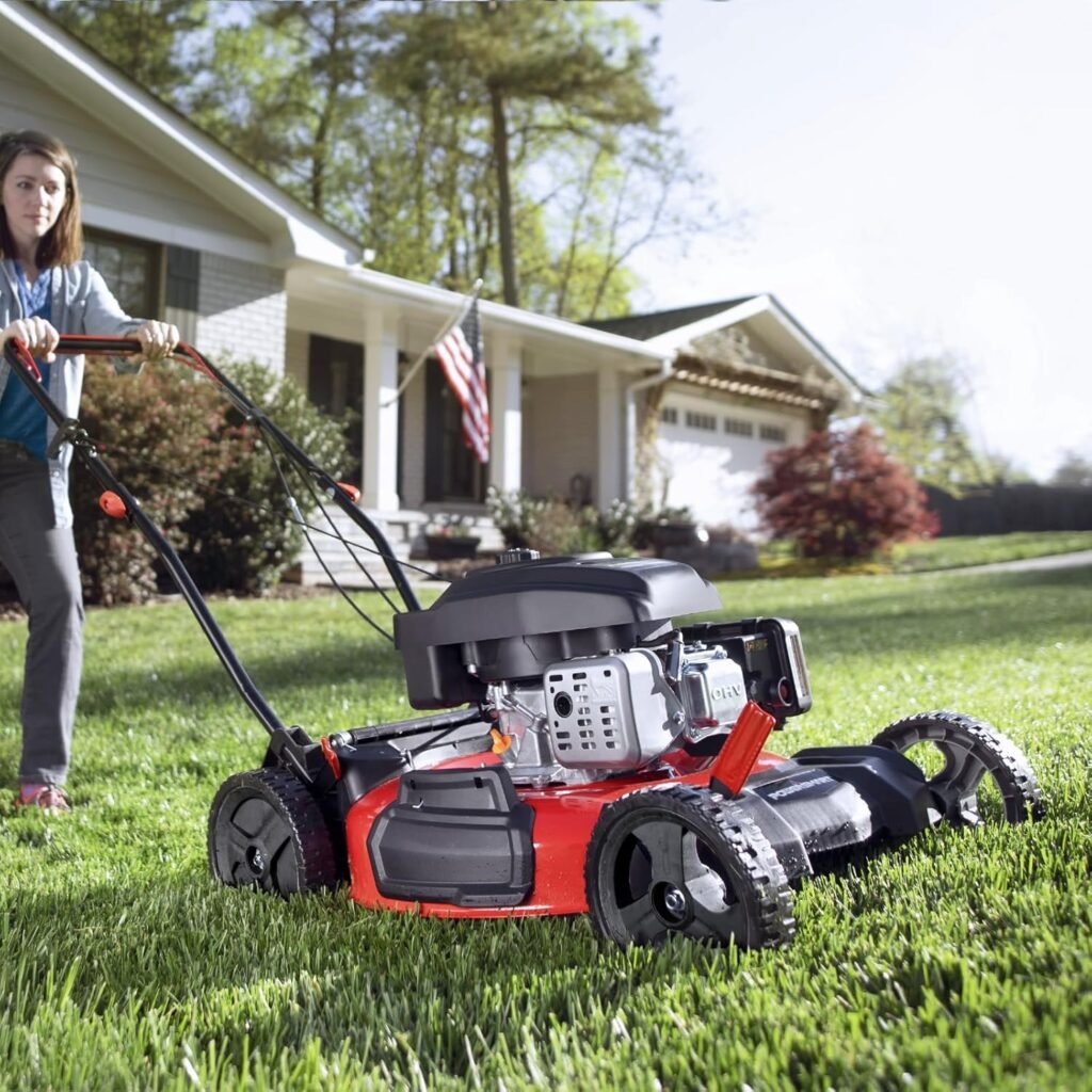 PowerSmart 21-Inch Gas Push Lawn Mower with 144cc 4-Cycle OHV Engine, 2-in-1 with Mulch and Side-Discharge, 6-Position Adjustable Cutting Height (DV8621C)