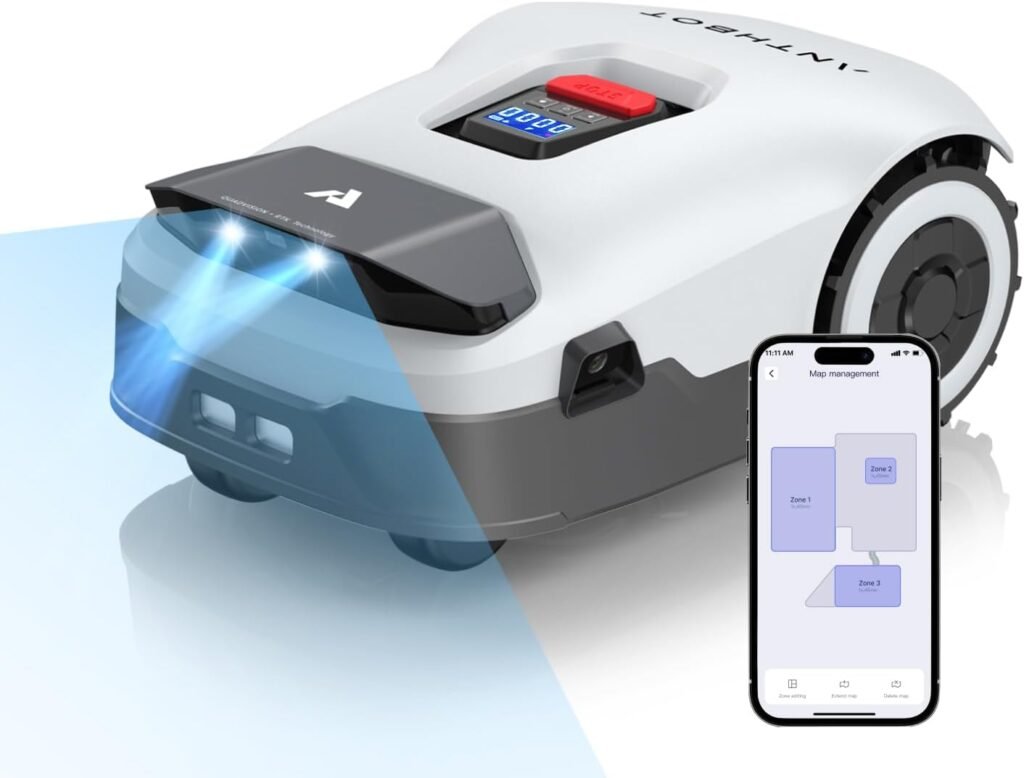 Robot Lawn Mower NO Wire - 0.47 Acre, Full Band RTK+4-Eye Vision Robotic Lawnmower, Automatic Mapping, 20 Multi-Zone Management, Accurate Obstacle Avoidance, Intelligent Path Planning, APP Control