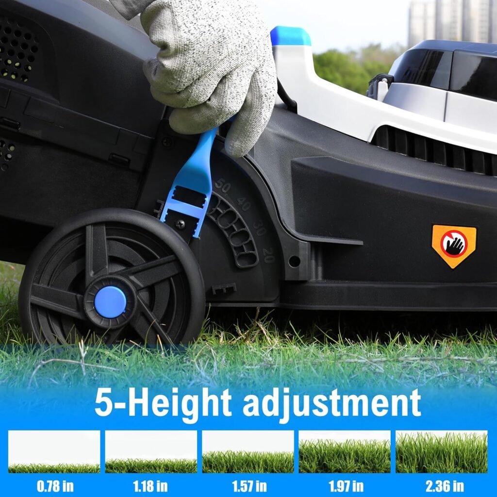 ROYAL GARDEN 13 Inch Lawn Mower Cordless Electric Walk Behind Push Mower with 5-Height Adjust Portable  Lightweight Push Battery Powered Lawn Mower (4.0AH Battery  Charger Included)