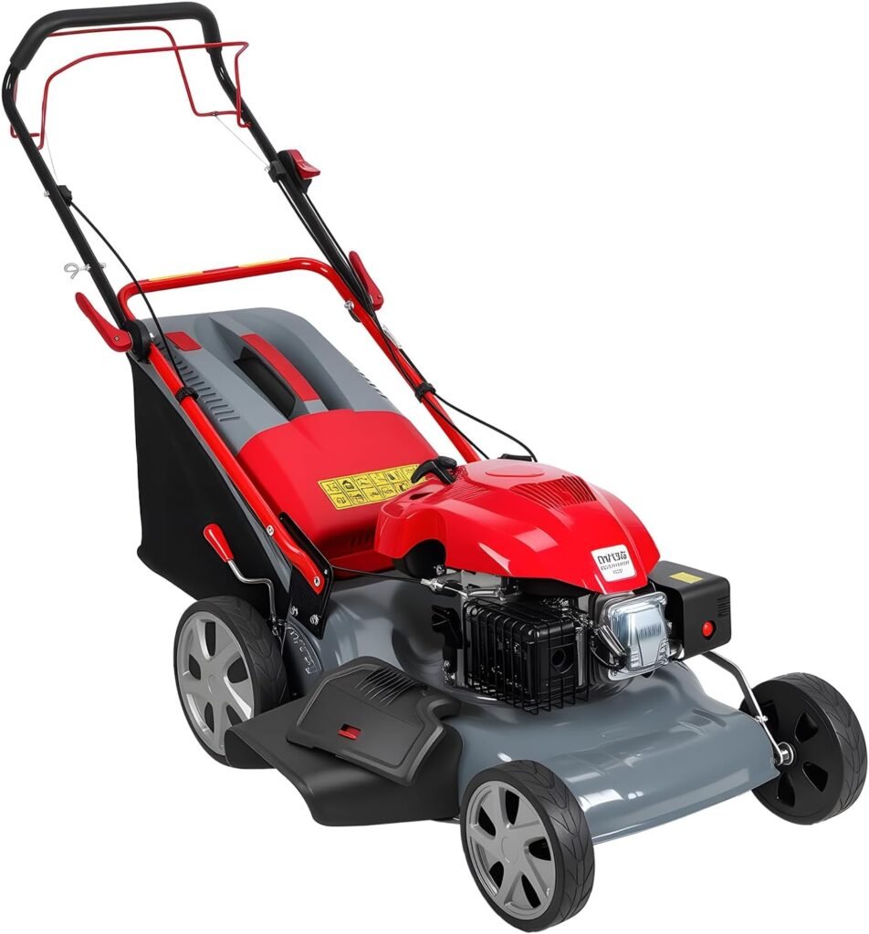 Self Propelled Gas Lawn Mower, 141cc 4-Stroke Gas Engine Lawn Mower with 20 Inches Blade Walk-Behind Lawn Mover Cordless Push Lawn Mowers Tractors with 50L Grass Tank Big Wheels 2850RPM (141cc)