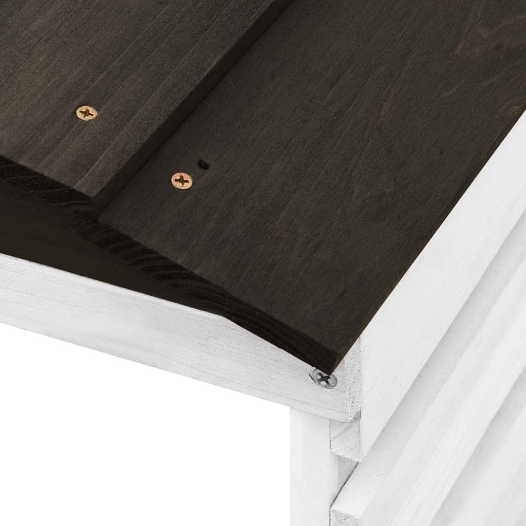 vidaXL Solid Firwood Robotic Lawn Mower Garage, Protective Outdoor Shed for Lawn Mower and Charging Station, Durable rain and UV Cover, 30.7x29.1x21.3, Black and White