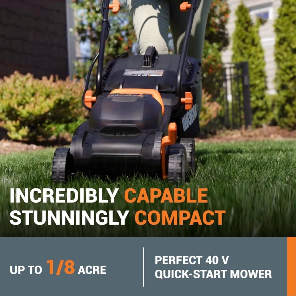 WORX 14 Cordless Lawn Mower, 2 in 1 Electric Mower Cuts Quietly, Compact  Lightweight Push Lawn Mower with 6-Position Height Adjustment for Small Yards, 2 Batteries  Charger Included, WG779