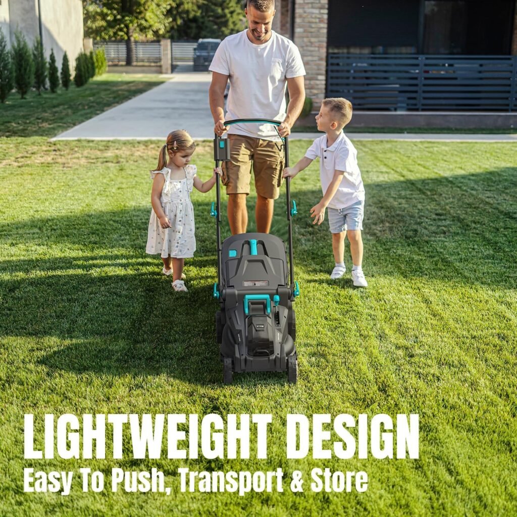 Electric Lawn Mower Cordless, 2x20V 16.1 inch Push Lawn Mower with 6-Position Cutting Height Adjustment, 2x4.0Ah Battery  Dual Charger Included