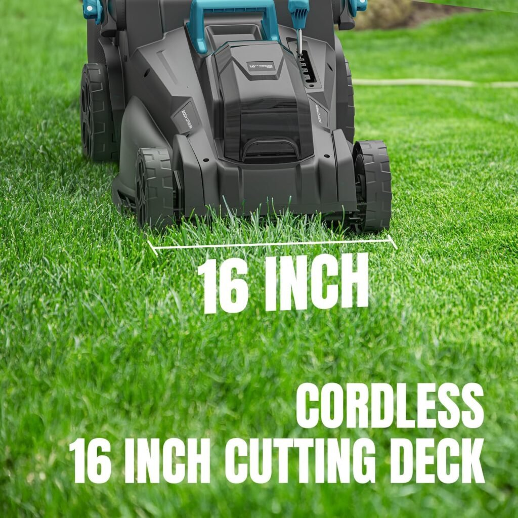 Electric Lawn Mower Cordless, 2x20V 16.1 inch Push Lawn Mower with 6-Position Cutting Height Adjustment, 2x4.0Ah Battery  Dual Charger Included