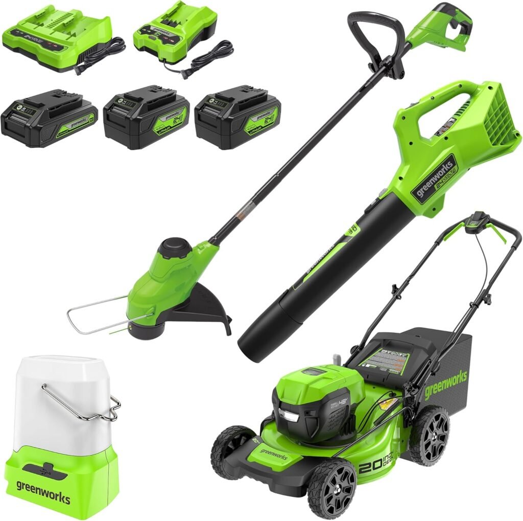 Greenworks 48V (24V x 2) 17 Brushless Cordless Push Lawn Mower, Includes (2) 4.0Ah Batteries and Dual Port Rapid Charger((200+ Compatible Tools, 45Min Runtime)