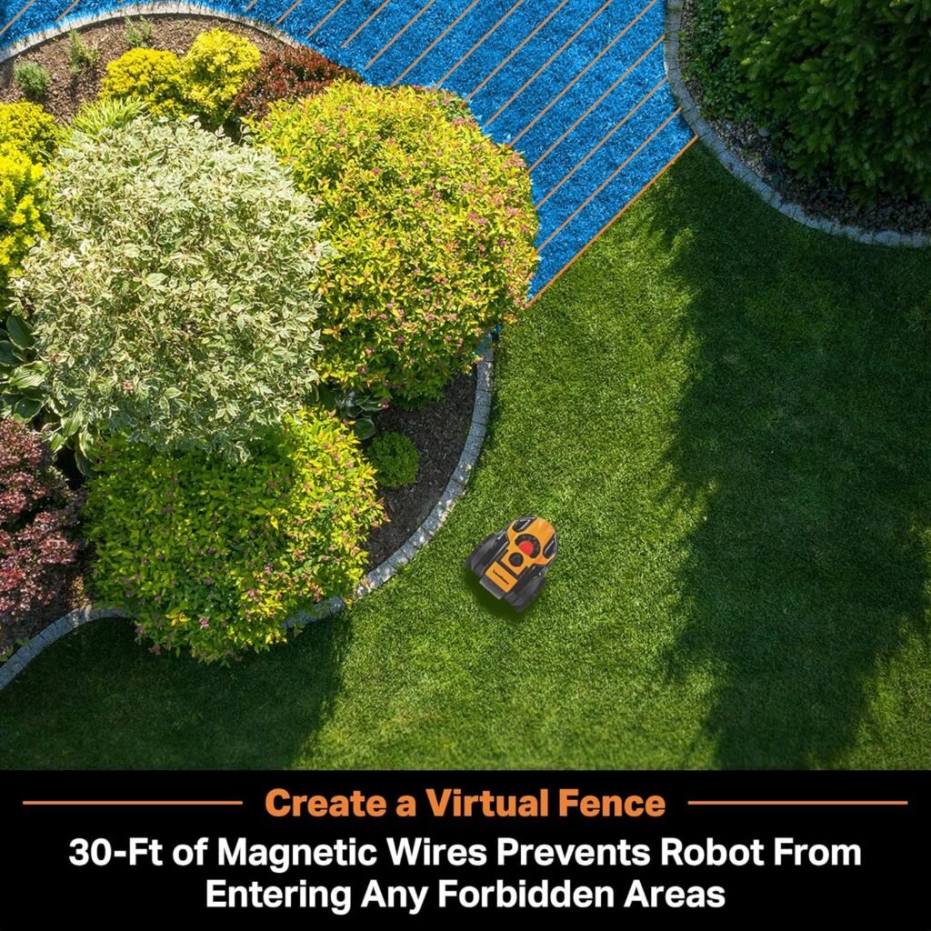 LawnMaster OcuMow™ Perimeter Wire Free Robot Lawn Mower Cuts Small Lawns 1000-2000 Square Feet with Optical Navigation, Obstacle Avoidance, Low Noise and No Go Function