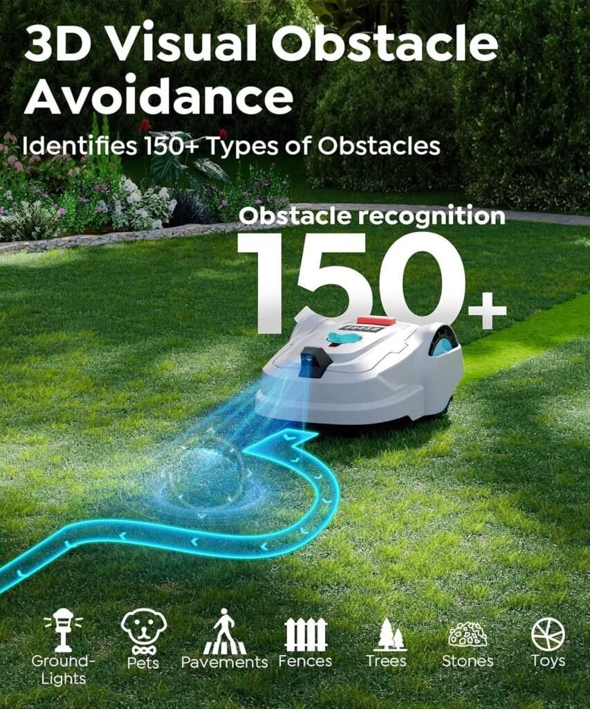 M800Plus Cordless Robot Lawn Mower with GPS + Visual Navigation, Bow-Shaped Path Mowing, APP Control, 4.0Ah Automatic Robotic Lawnmower for 1/5 Acre, Obstacle Avoidance, Height Adjustment