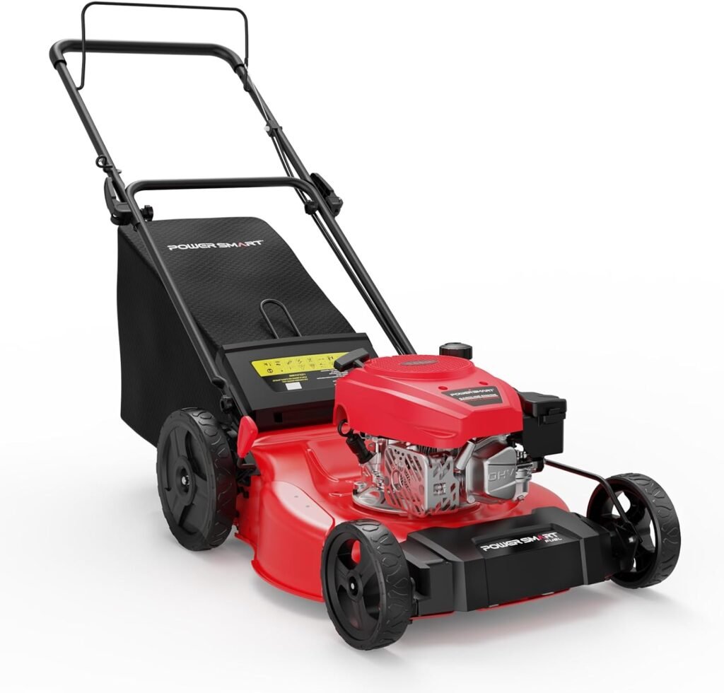 PowerSmart Lawn Mower Gas Powered, 21-Inch 144cc Engine 2-in-1 Walk-Behind Push Lawn Mower, Oil Included