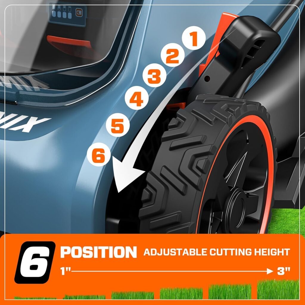 SENIX 40V 17 Electric Lawn Mower, Battery Powered Cordless Lawnmower, 2-in-1 Brushless Walk-Behind Push Mowers, 6 Heights Adjustment, cortadora de pasto, Includes 2x5Ah Batteries  Charger, LPPX2-M5