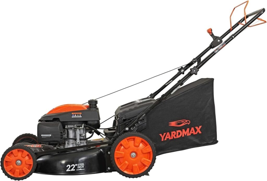 YARDMAX 22 in. 201cc Select PACE 6 Speed CVT High Wheel FWD 3-in-1 Gas Walk Behind Self Propelled Lawn Mower, Black (YG2860)