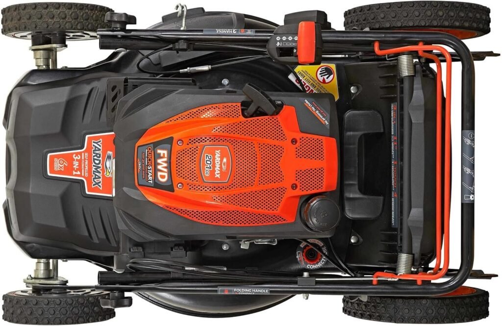 YARDMAX 22 in. 201cc Select PACE 6 Speed CVT High Wheel FWD 3-in-1 Gas Walk Behind Self Propelled Lawn Mower, Black (YG2860)