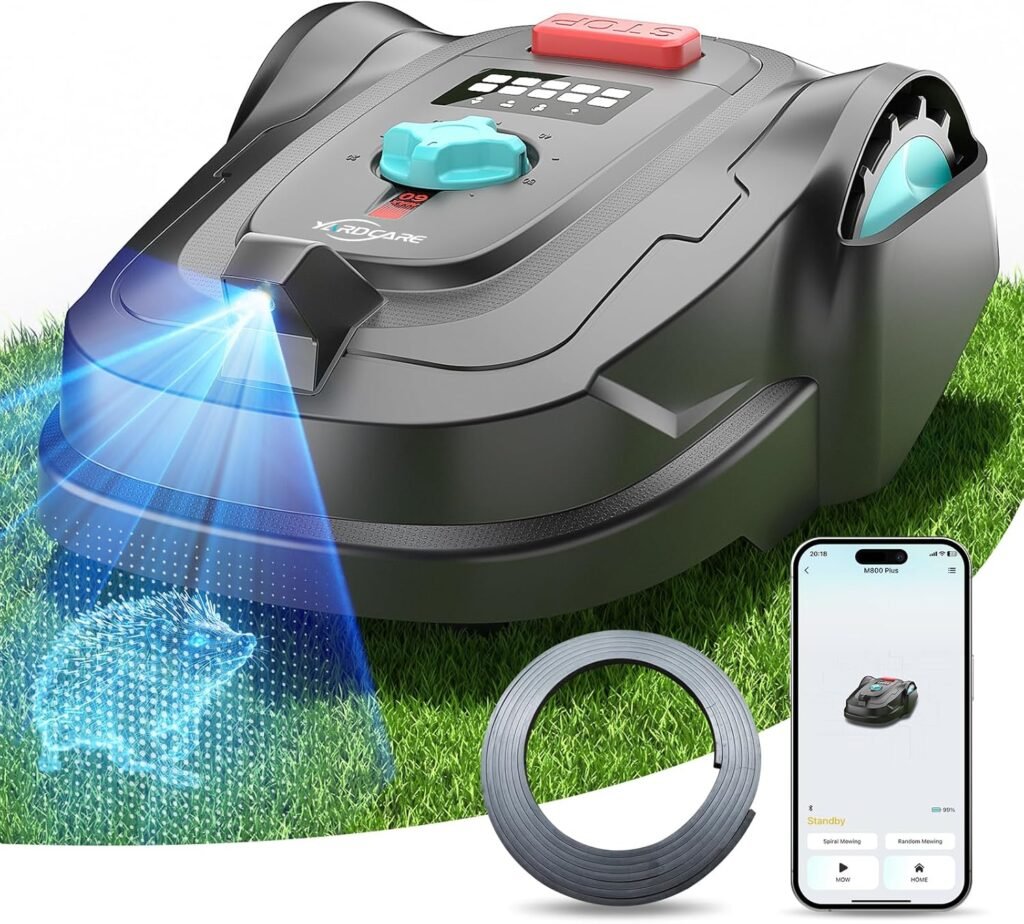 2026 New M800Plus Robot Lawn Mower, GPS  3D Vision, with 32.8 ft Magnetic Stripe, Obstacle Avoidance, Auto-Charging, APP Control, Bow-Shaped Mowing for Lawns up to 8611 sq.ft (Black)