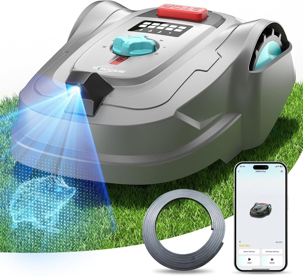 2026 New M800Plus Robot Lawn Mower, GPS  3D Vision, with 32.8 ft Magnetic Stripe, Obstacle Avoidance, Auto-Charging, APP Control, Bow-Shaped Mowing for Lawns up to 8611 sq.ft (Black)