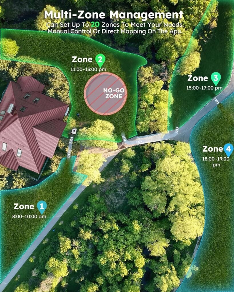 ANTHBOT Genie600 Robot Lawn Mower - NO Wire, Full Band RTK+4-Eye Vision Robotic Lawnmower for 1/4 Acre, Auto Mapping, Multi-Zone Management, Accurate Obstacle Avoidance, Intelligent Path Planning