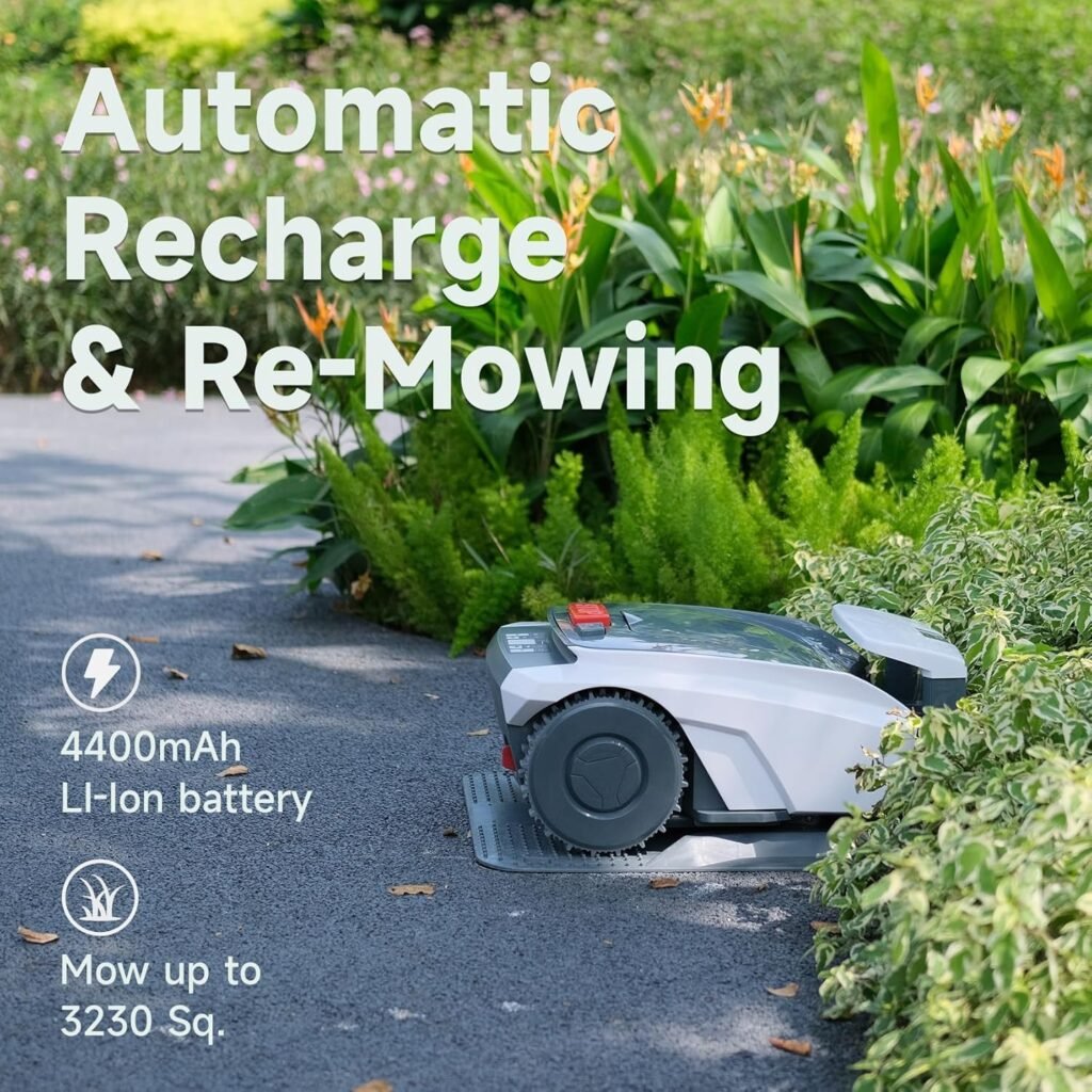 Automatic Robot Lawn Mower with GPS Navigation, Mows Up to 1/2 Acre /21,000 Sq.Ft,300% Higher Efficiency of Auto Path Planning，APP Control，GPS Anti-Theft, IPX5