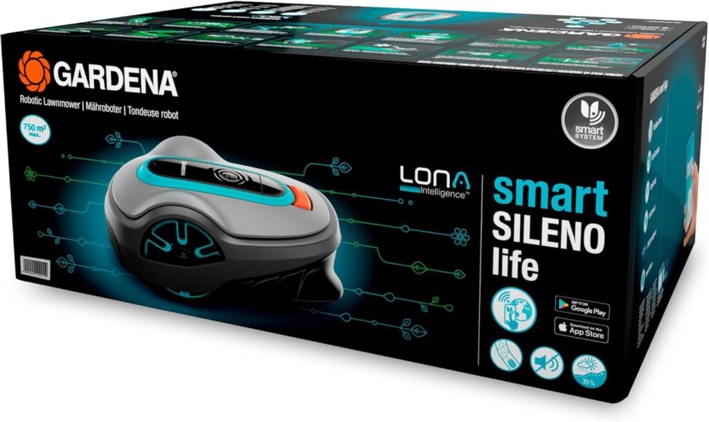 Gardena Smart Sileno Life 750 m² Robotic Lawnmower Set: Innovative Lona AI Technology, Control via App, Sensor Control, for Inclines up to 35 Percent, Includes Smart Gateway, DE Version (19701-60) Gardena Smart Sileno Life 750 m² Robotic Lawnmower Set: Innovative Lona AI Technology, Control via App, Sensor Control, for Inclines up to 35 Percent, Includes Smart Gateway, DE Version (19701-60)