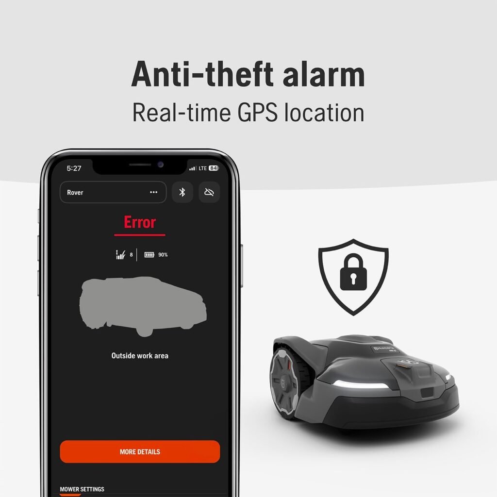 Husqvarna 410iQ Automower Robotic Mower, 0.5 Acre Mowing Capacity, Wire Free Robot Lawn Mower with Charging Station, RS1 EPOS Reference Station and Replacement Blades, 970727401