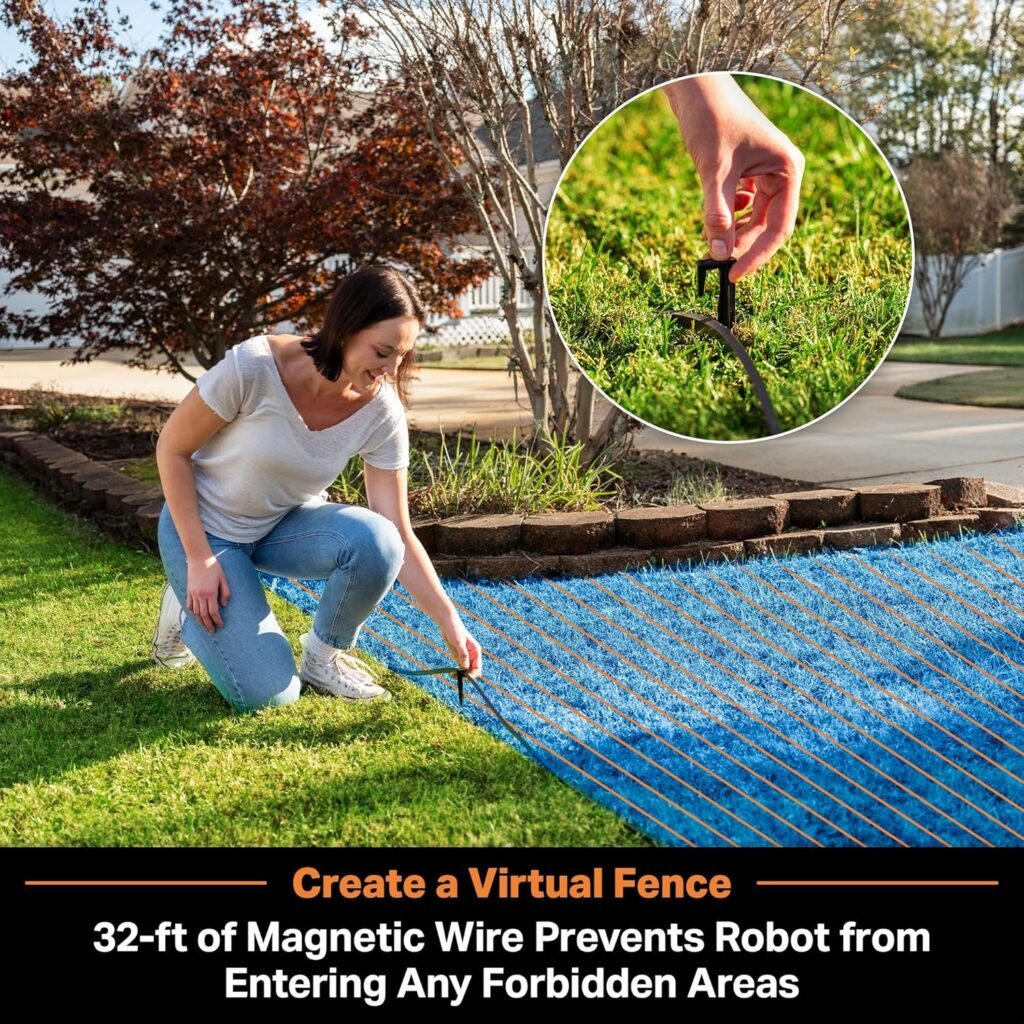 LawnMaster OcuMow™ VBRM601YCM MAX Perimeter Wire Free Robot Lawn Mower Cuts Small Lawns 2000-3500 Square Feet with Optical Navigation, Obstacle Avoidance, Low Noise and No Go Function