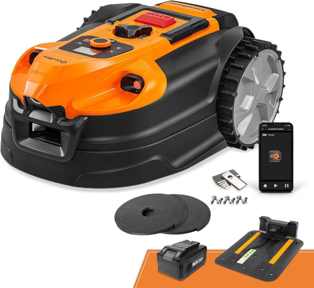 LawnMaster OcuMow™ VBRM701YAMIDR Perimeter Wire Free Robot Lawn Mower Cuts 1/6 Acre Optical Navigation,Obstacle Avoidance Auto-Charging Station, No Go Function, WiFi  Bluetooth Connection APP Control