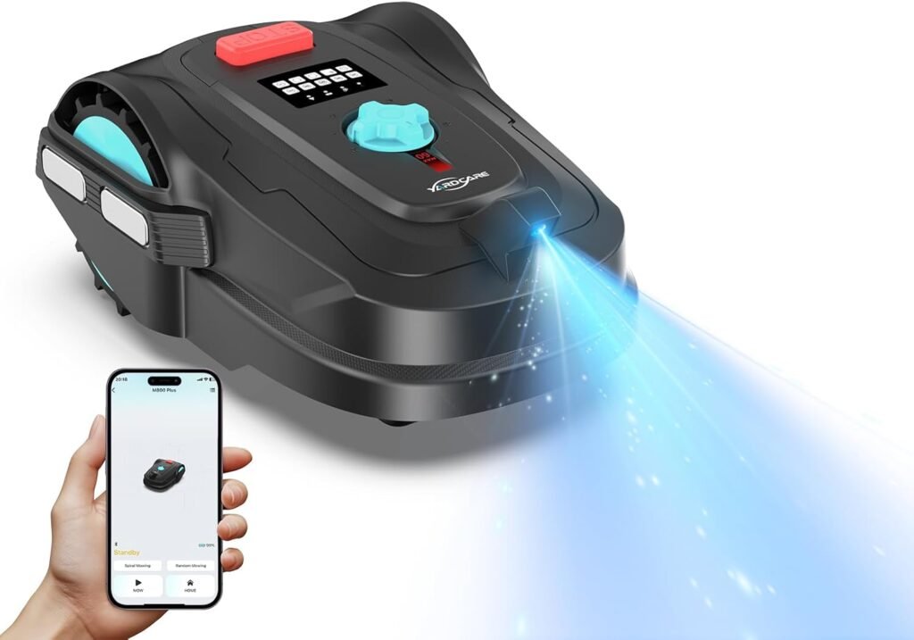 M800Plus NO Wire Vision Robot Lawn Mower with GPS Navigation, Path Planning, APP Control, Spiral Cutting, Automatic Lawnmower with Obstacle Avoidance, Height Adjustment for 1/5 Acres Lawn