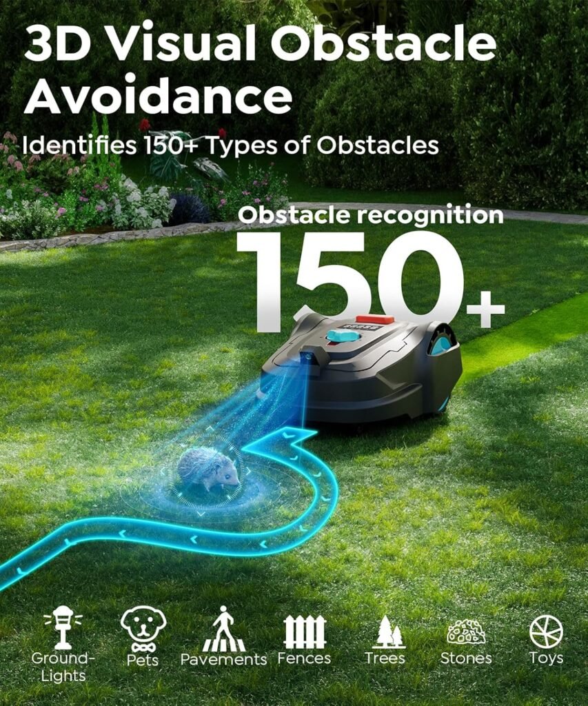 M800Plus Robot Lawn Mower – GPS Navigation, Wire-Free Boundary, Smart App Control, Rain Sensor, Auto Return  OTA Updates (1/5 Acre Coverage), Obstacle Avoidance, Adjustable Cutting Height