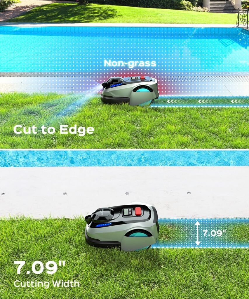 N1600 PRO Robot Lawn Mower, Wireless Design with RTK+Vision Navigation, 0.4 Acre Coverage, APP Smart Control Robot Lawn Mower, Multi-Zone Mowing, Curved Path, Adjustable Cutting Height