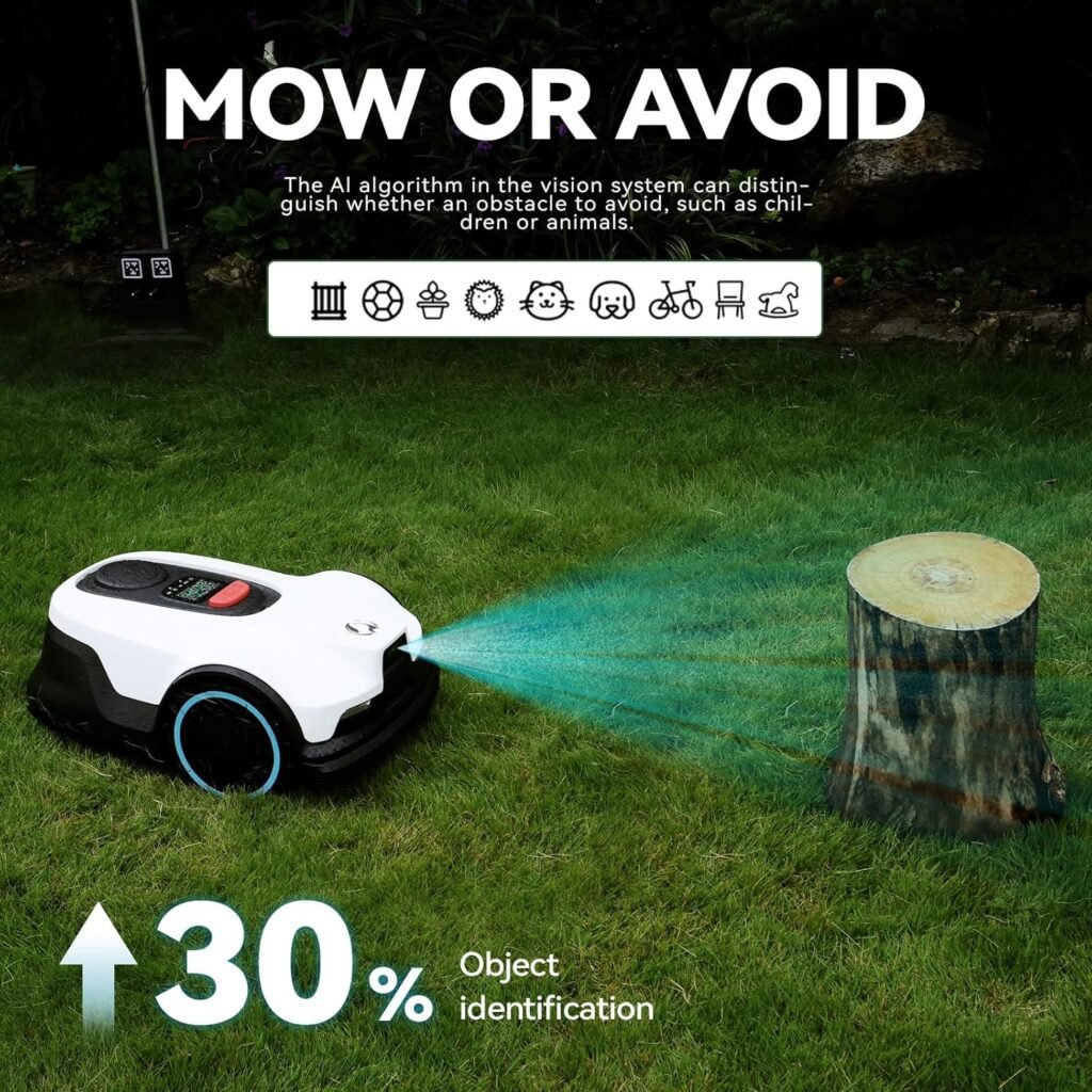 Proudeer-Dw1500 Robot Lawn Mower，Wire Free RTK Lawn Mower for 0.2-0.75 Acres, Systematic Mowing, Quiet, 3D Obstacle Avoidance, Multi Area Management, Night Mowing, Automatically adjusts Mowing Height