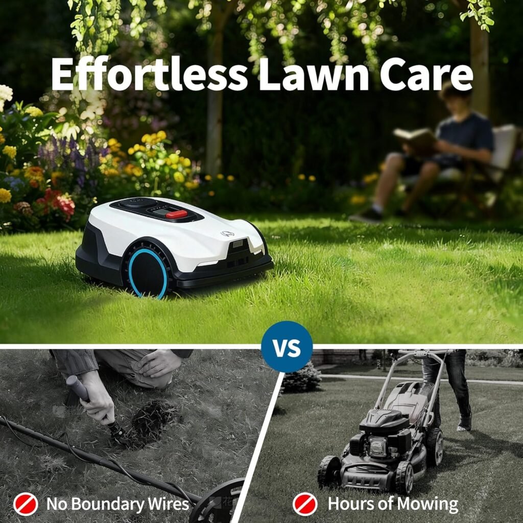 Proudeer-Dw1500 Robot Lawn Mower，Wire Free RTK Lawn Mower for 0.2-0.75 Acres, Systematic Mowing, Quiet, 3D Obstacle Avoidance, Multi Area Management, Night Mowing, Automatically adjusts Mowing Height