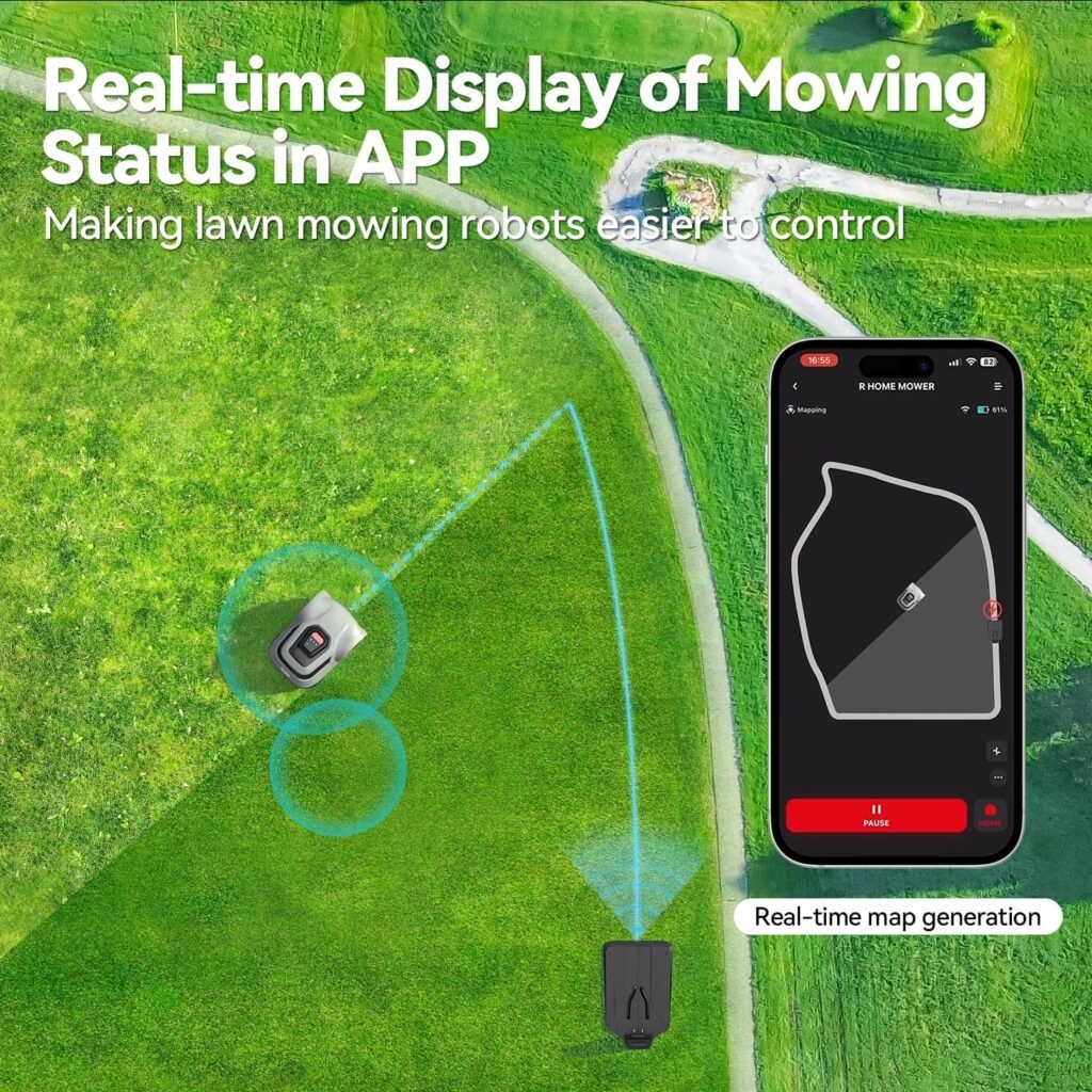 Redkey MGC1000 Robot Lawn Mower with 390ft Boundary Wires for 0.12 Acre (1/8 Acre), 45% Slope, 70Mins Runtime, Auto Recharge, Automatic Robotic Lawn Mower w/Precise Location  Breakpoint Detection