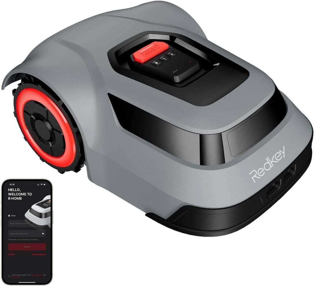 Redkey MGC1000 Robot Lawn Mower with 390ft Boundary Wires for 0.12 Acre (1/8 Acre), 45% Slope, 70Mins Runtime, Auto Recharge, Automatic Robotic Lawn Mower w/Precise Location  Breakpoint Detection