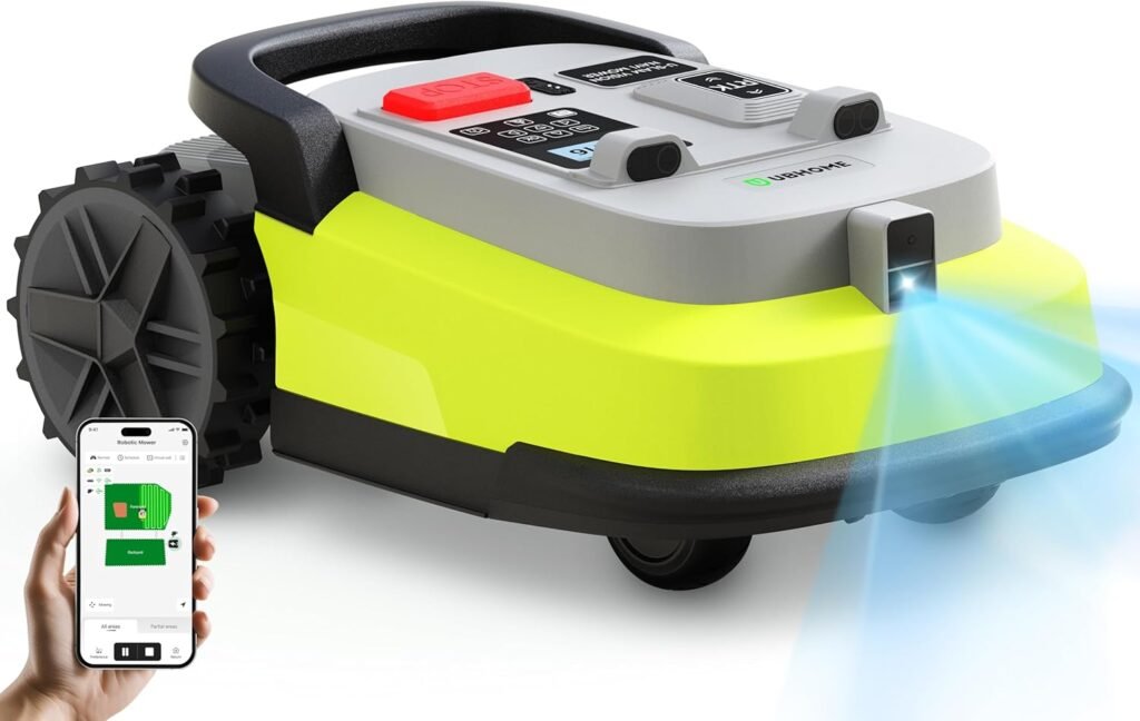 Robot Lawn Mower, RTK+AI Vision Robot Mower for Accurate Navigation  Obstacle Avoidance, No Perimeter Wire, Smart APP Control, Automatic Grass Cutting for Large Lawns, 55% Slopes, 52dB Quiet