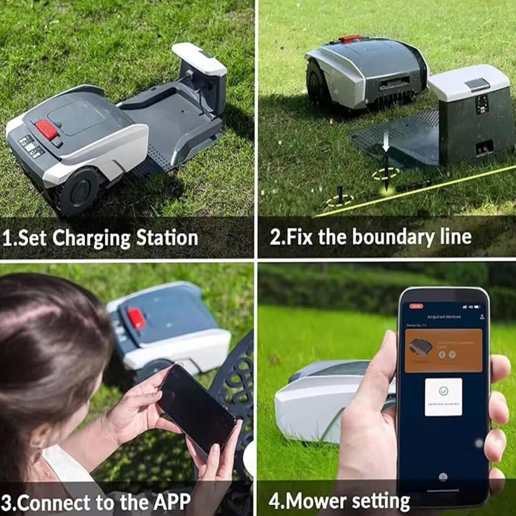 Robotic Lawnmower, Perimeter Wire Free for 0.25 Acre Lawn 80% Slope, APP Control with Virtual Boundaries, All-Wheel Drive, Multi-Zone Management