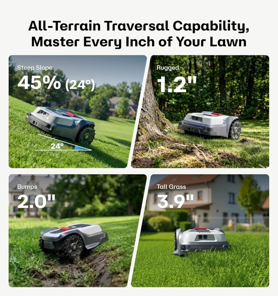 T1200Pro Wire-Free Robot Lawn Mower, Automatic Robotic Mower for 0.37 Acre, RTK+Vision, AI Obstacle Avoidance, 1.18-2.36 Adjustable Cutting Height, Unlimited Multi-Zone Mowing Robotic Mower T1200Pro Wire-Free Robot Lawn Mower, Automatic Robotic Mower for 0.37 Acre, RTK+Vision, AI Obstacle Avoidance, 1.18-2.36 Adjustable Cutting Height, Unlimited Multi-Zone Mowing Robotic Mower