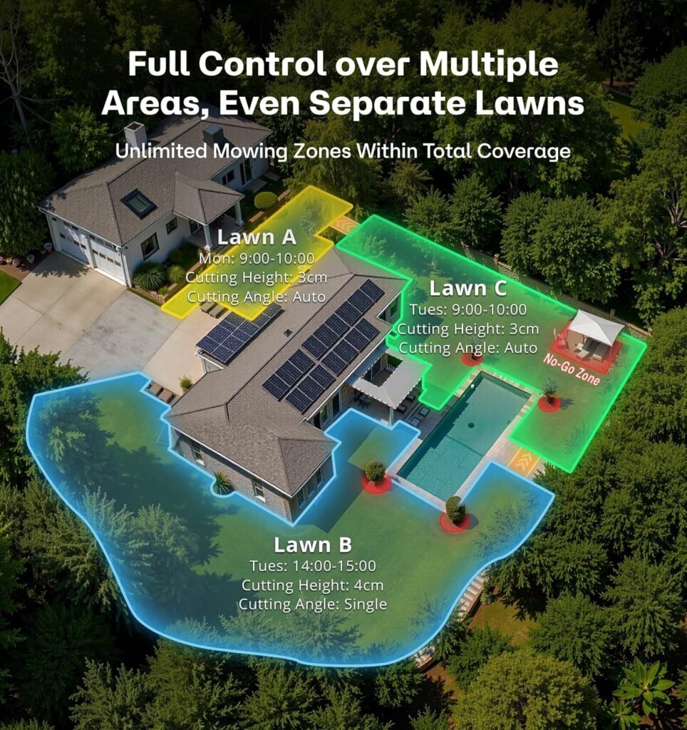 T1200Pro Wire-Free Robot Lawn Mower, Automatic Robotic Mower for 0.37 Acre, RTK+Vision, AI Obstacle Avoidance, 1.18-2.36 Adjustable Cutting Height, Unlimited Multi-Zone Mowing Robotic Mower T1200Pro Wire-Free Robot Lawn Mower, Automatic Robotic Mower for 0.37 Acre, RTK+Vision, AI Obstacle Avoidance, 1.18-2.36 Adjustable Cutting Height, Unlimited Multi-Zone Mowing Robotic Mower