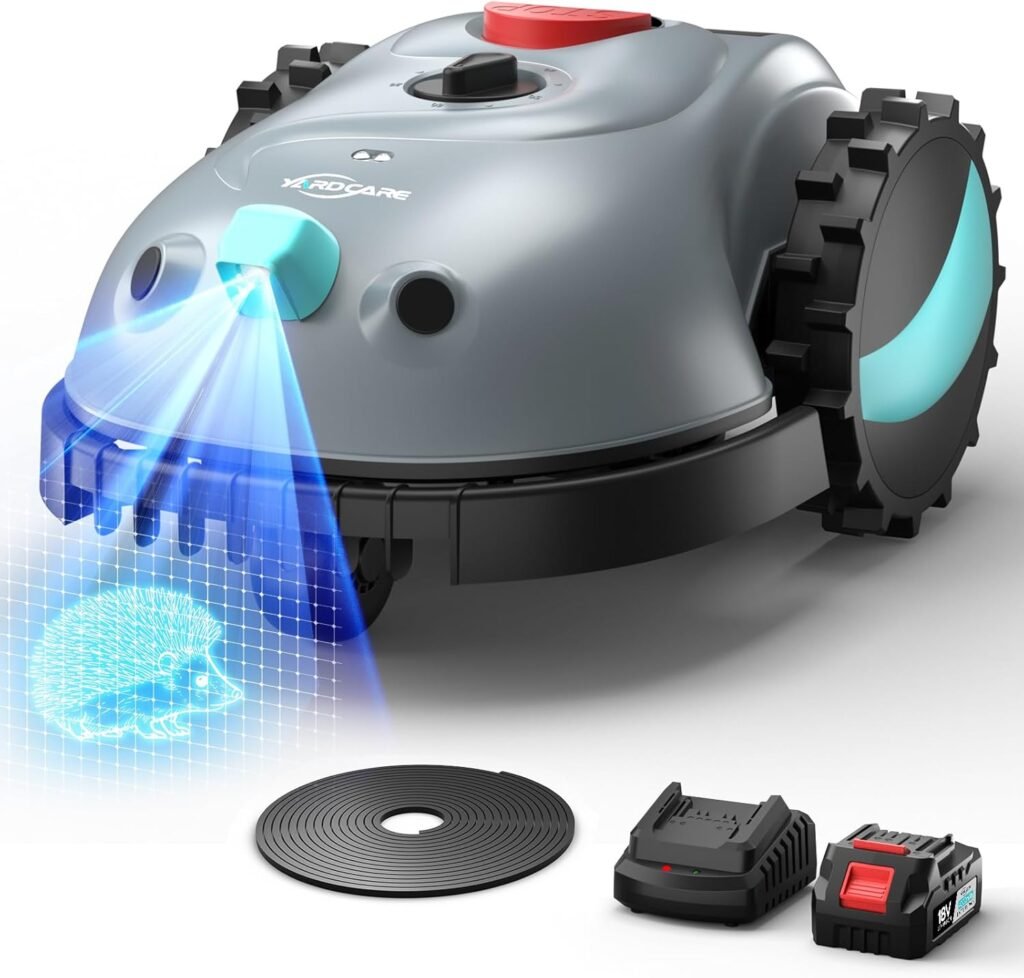 V100 Robot Lawn Mower with HD Vision Navigation, Smart Obstacle Detection, Collision Sensors, Adjustable Cutting Height, Low-Noise Operation—Perfect for Small Lawns up to 1,600 sq ft.