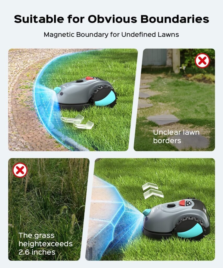 V100 Robot Lawn Mower with HD Vision Navigation, Smart Obstacle Detection, Collision Sensors, Adjustable Cutting Height, Low-Noise Operation—Perfect for Small Lawns up to 1,600 sq ft.