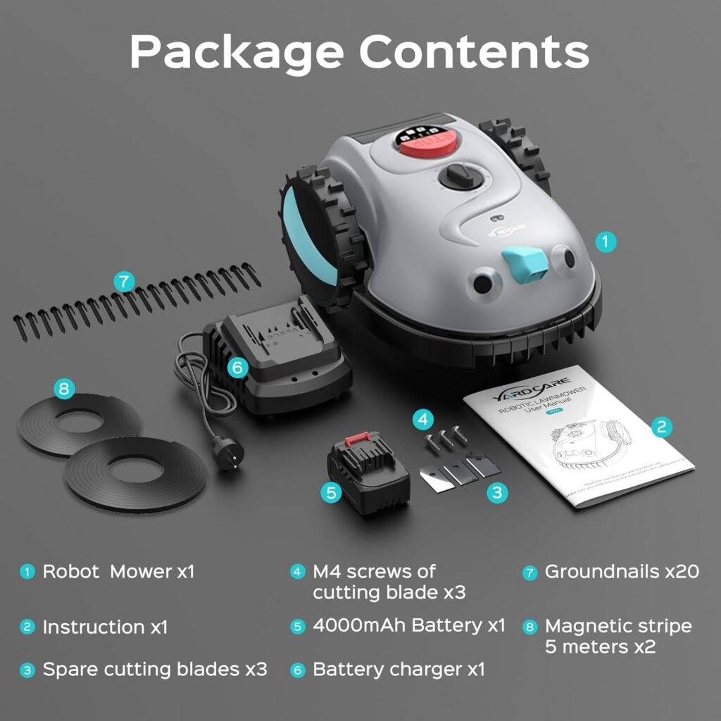 V100 Robotic Lawn Mower – Visual Navigation  Smart Obstacle Avoidance, Adjustable Cutting Height 0.8–2.4 in, Low-Noise Auto Mowing for Small Lawns up to 1,600 sq ft