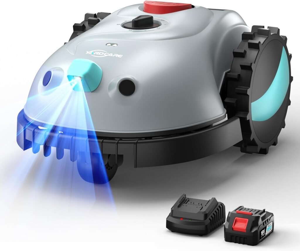 V100 Robotic Lawn Mower, Visual Navigation, Smart Obstacle Avoidance  Precision Collision Sensors, Adjustable Cutting Height, Quiet Operation, Ideal for Small Lawns up to 1,600 sq ft