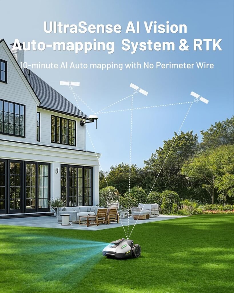 Mammotion YUKA mini 700H Robot Lawn Mower for 0.17 Acre, Max.0.35 Acre, No Wire, No RTK Installation, Free NetRTK+AI Vision Positioning, 45% Slope, Cutting Height 2~3.5, Mowing Zones