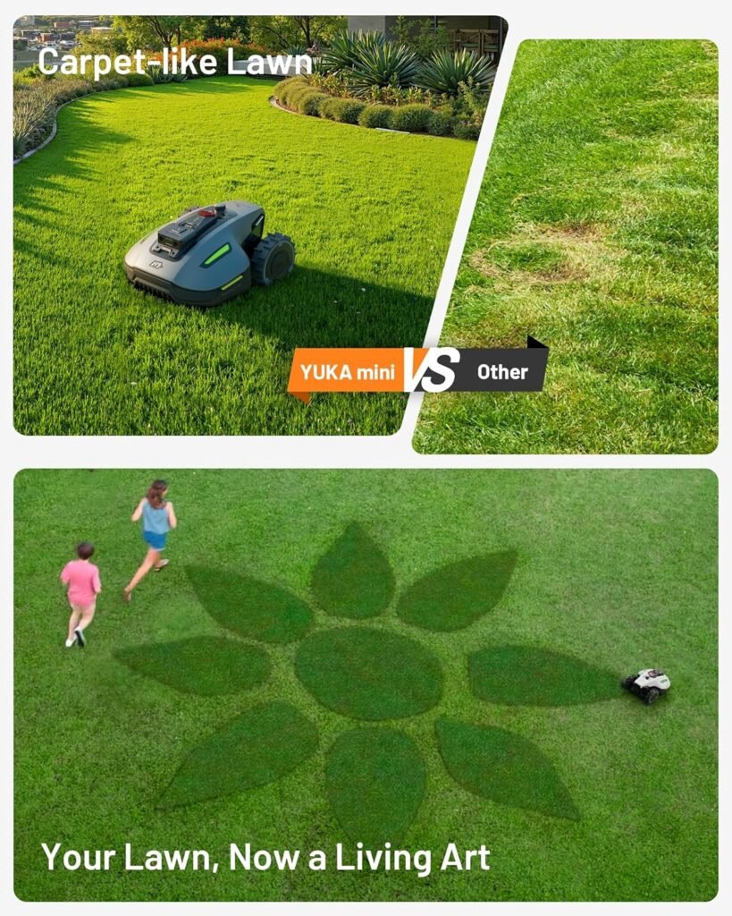 Mammotion YUKA mini 700H Robot Lawn Mower for 0.17 Acre, Max.0.35 Acre, No Wire, No RTK Installation, Free NetRTK+AI Vision Positioning, 45% Slope, Cutting Height 2~3.5, Mowing Zones