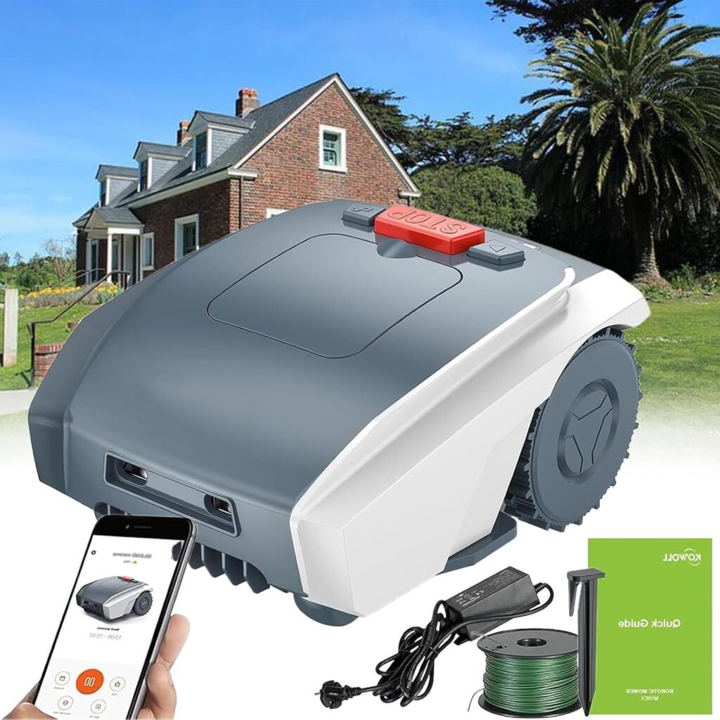 Smart Robot Lawn Mower, Automatic Lawn Mower, Adjustable Mowing Height, with Map Function and App Control, Suitable for Home Lawns