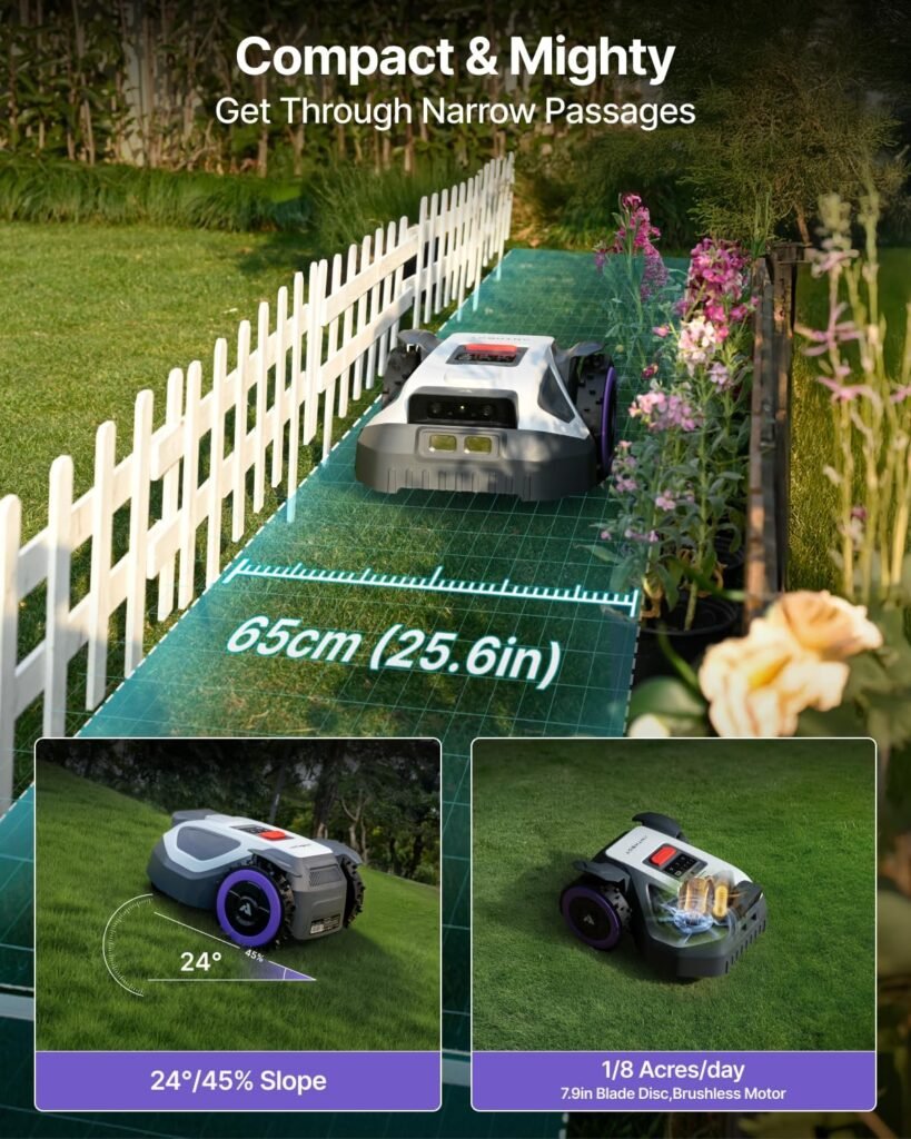 ANTHBOT M5 Robot Lawn Mower,RTK+NRTK Navigation Perimeter Wire Free/4 Acre, Vision Obstacle Avoidance Robotic Lawnmower with Automatic Mapping Zone Division, 45% Slope, App Control