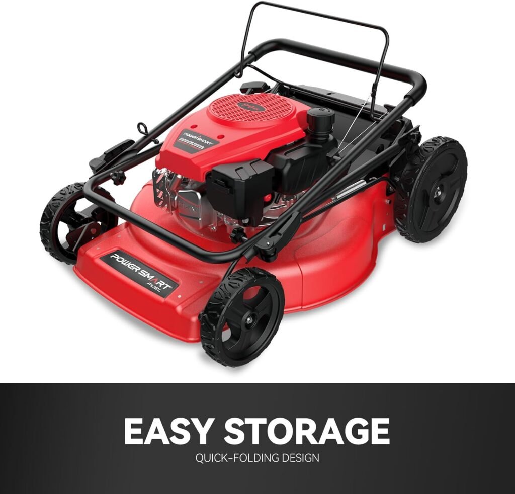 PowerSmart Self Propelled Gas Lawn Mower, in. 170cc OHV Engine 2-in-1 Rear Wheel Drive, High Wheels, 6-Position Height Adjustment