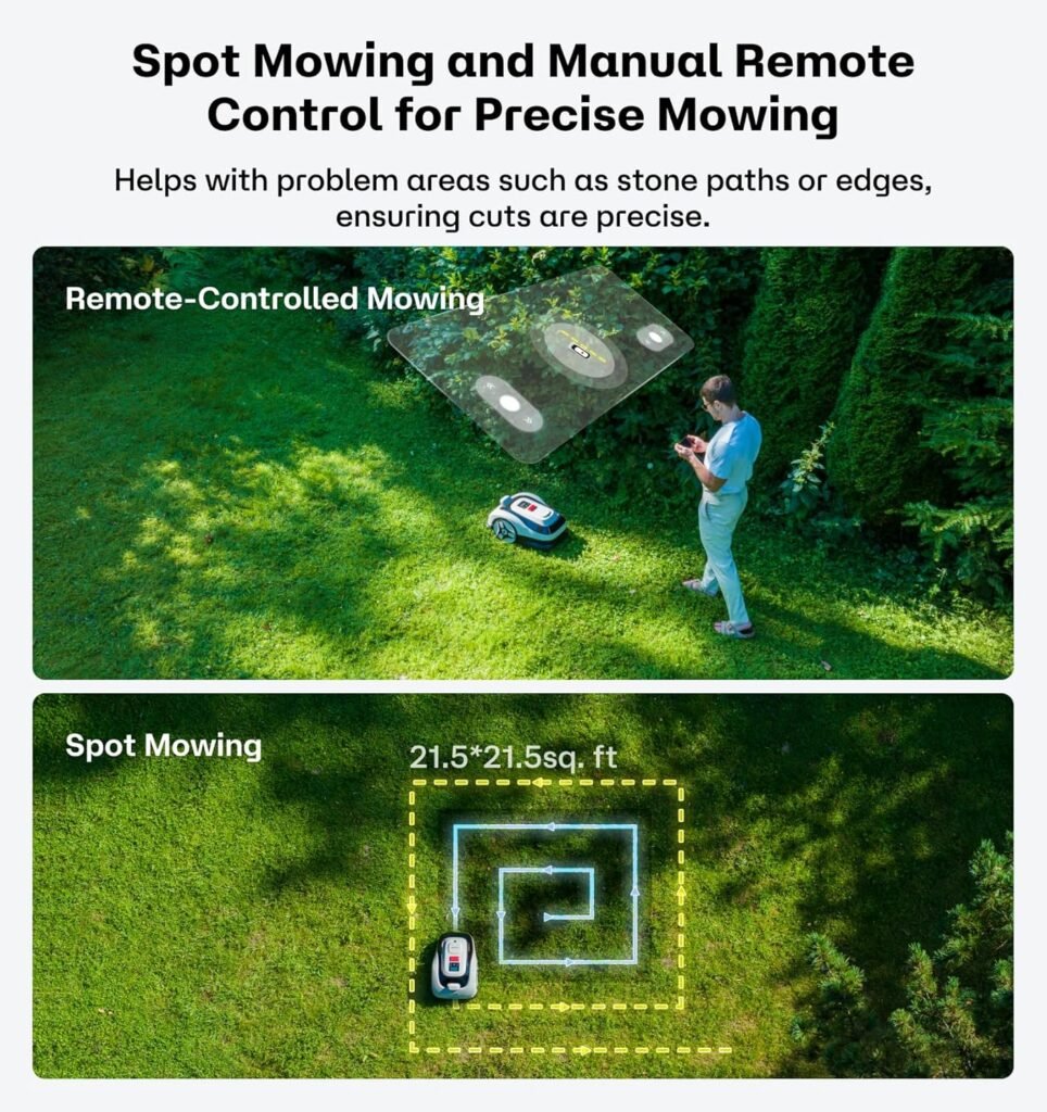 Raccoon SE Wire Free Robot Lawn Mower, No RTK for Max. 0.15 Acre Lawn Area, 1.18–3.15” Cutting Height, Intelligent AI Robotic Lawn Mower with 5Ah Fast-Charging Battery Robot Mower for Small Lawns