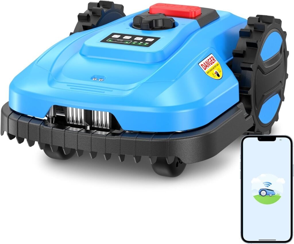 Robot Lawn Mower/4 Acre 20V 4.0 Ah Battery Powered, Robotic Lawn Mower with APP Control, Automatic Self Charging, Rain Sensor, Cut to Edge